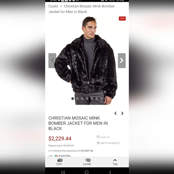 Men's Genuine Mink Bomber Coat Very High Quality Material And Craftsmanship - Picture 2 of 9